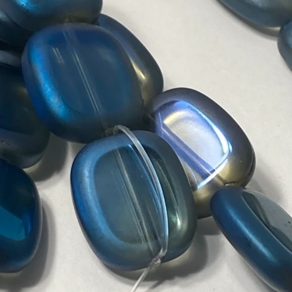 Darice Strung Glass Beads 6 7" Strands Blue Rounded Edge 11mm x 13mm